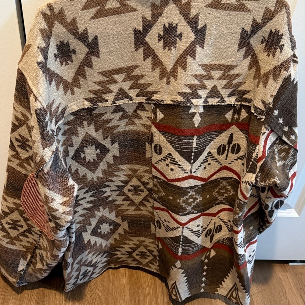 Tribal Patterned Jacket with Corduroy Accents - Picture 5 of 5